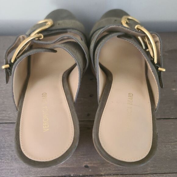 VERONICA BEARD GARRICK DUAL BUCKLE PLATFORM SANDALS Olive Green Size 8.5 New - Picture 5 of 10